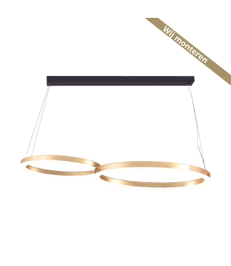 Masterlight Elisse LED lamp met 2 ringen ovaal -135cm- gold leaf