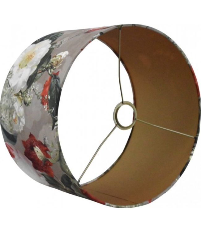 Kap velours  luxe bloemen print 30cm h20cm taupe binnenkant