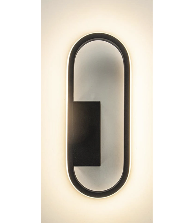 Ovale ring wandlamp zwart