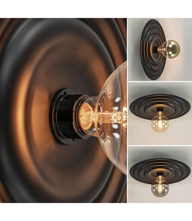 Mat zwarte wandlamp Saturn 42cm