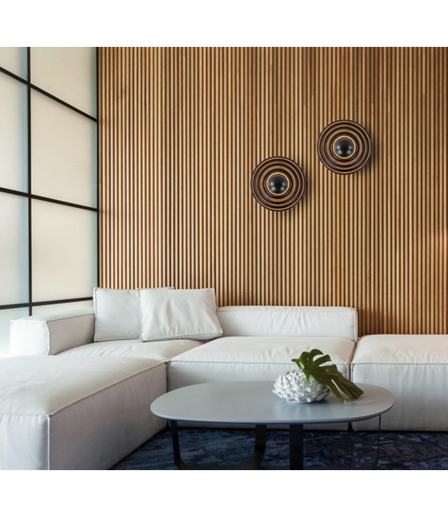 Mat zwarte wandlamp Saturn 42cm