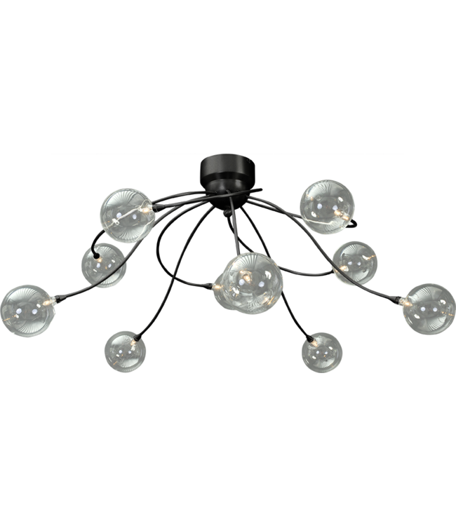 Masterlight Stijlvolle glasbollen plafondlamp met dimbaar LED licht - 65cm - zwart