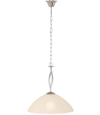 Steinhauer Klassiek hanglamp aan ketting staal met wit  glas met ader