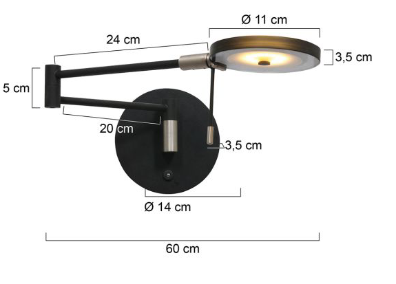 AoLa Houten wandlamp E27 binnen zwenkarm wandlamp met schakelaar en