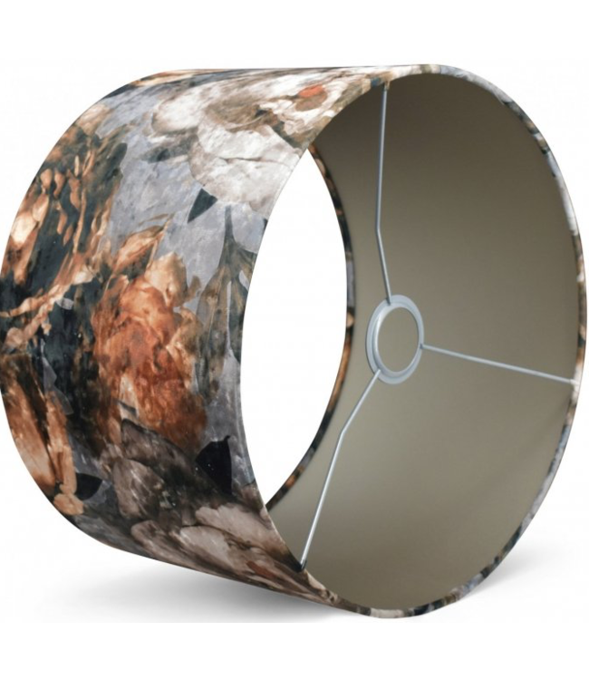 Kap velours  luxe bloemen print 30cm h20cm taupe binnenkant