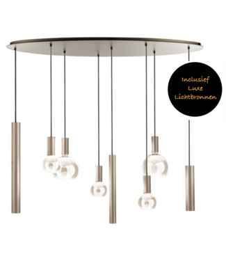 Ztahl Riva Ovale hanglamp Quartz 140cm met spots en sierlampen