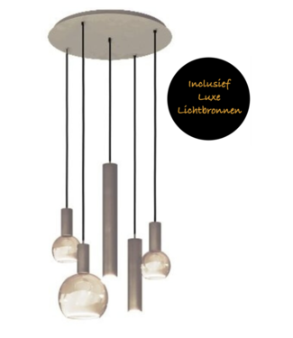 Ztahl Riva Ronde hanglamp Riva Quartz met spots en sierlampen