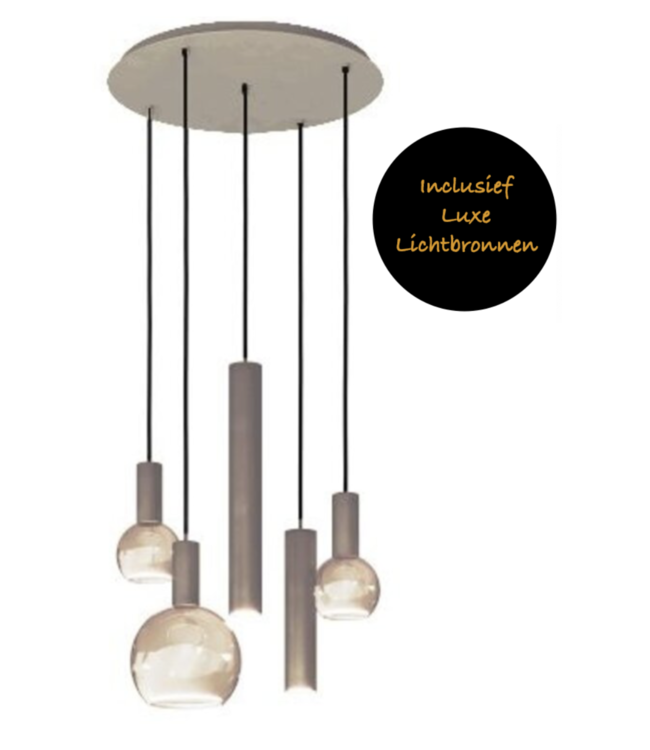 Riva Ronde hanglamp Quartz van Ztahl met spots en sierlampen