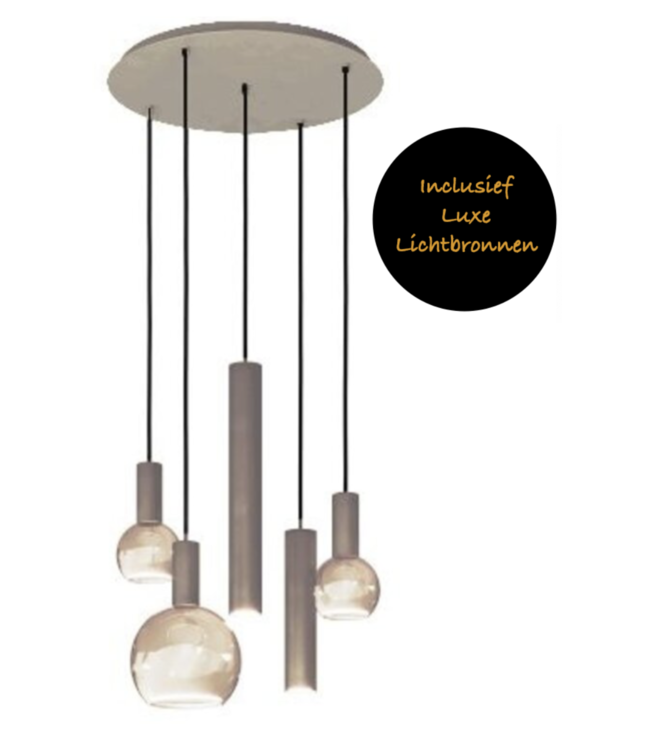 Ronde hanglamp Quartz van Ztahl met spots en sierlampen