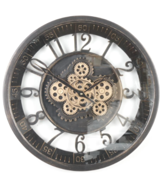 Goods by Goedegebuure open gewerkte Klok met draaiende tandwielen - Ø46cm - brons
