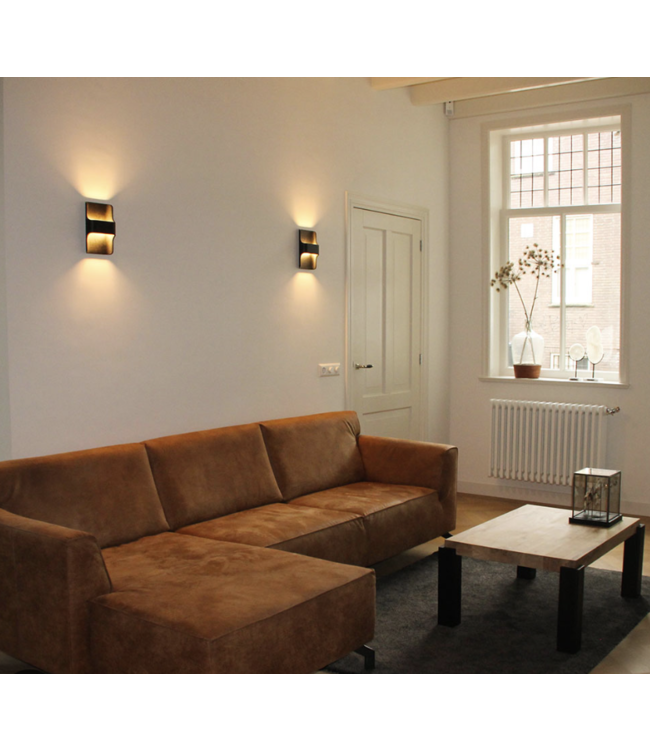 Up en down wandlamp led zwart /goud ip 54