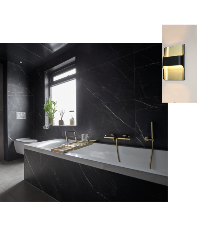 Badkamer Up en down wandlamp led zwart /goud ip 54