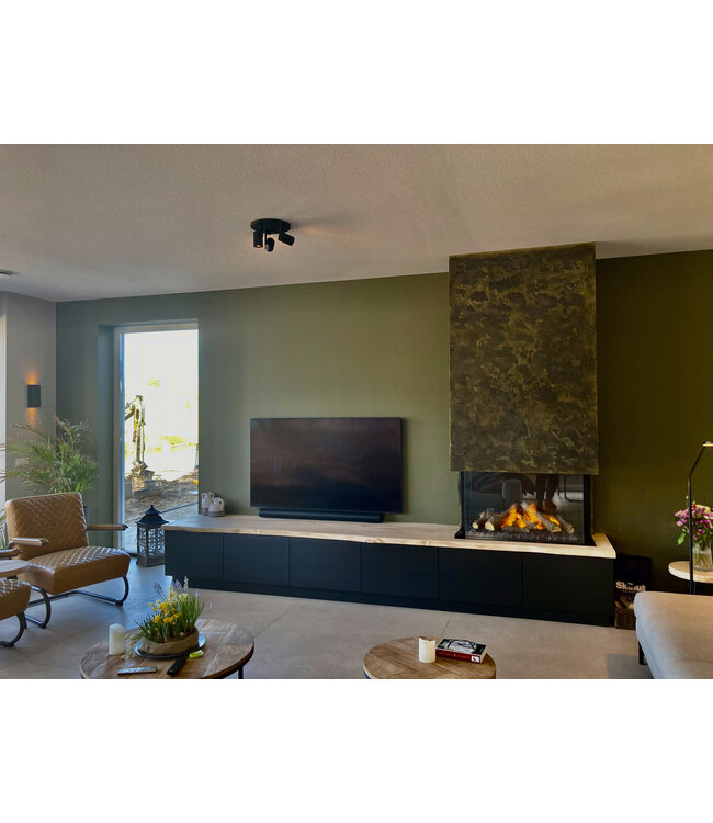 Strakke mat zwarte 3 lichts spot -25cm