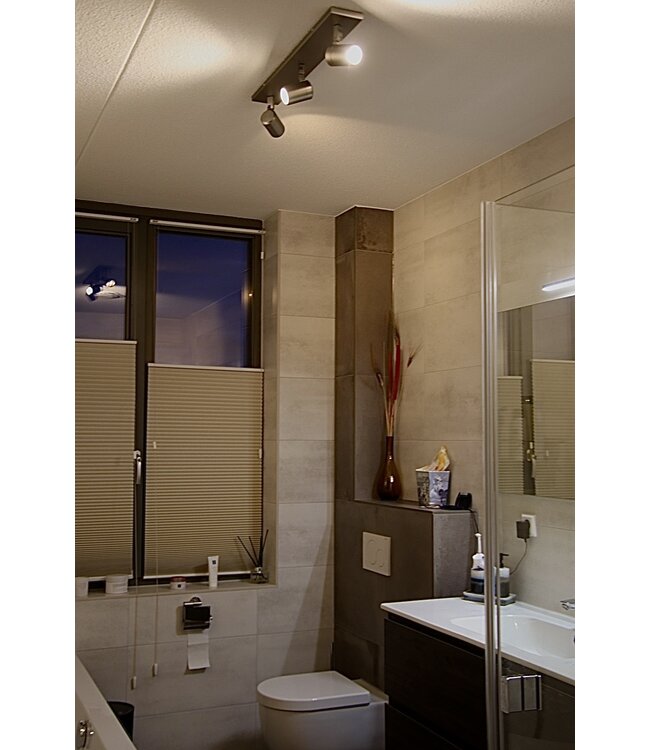 Strakke 3 lichts badkamer spot balk excl GU10 IP44 Nikkel-Mat