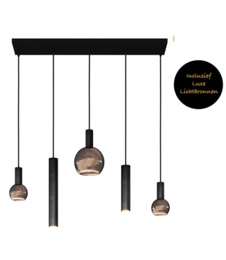 Ztahl Riva Hanglamp zwart 100cm met spots en sierlampen