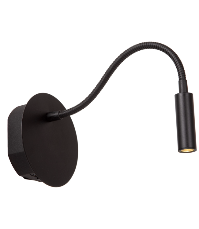 Accu bed wandlamp zwart oplaadbaar aan uit met arm