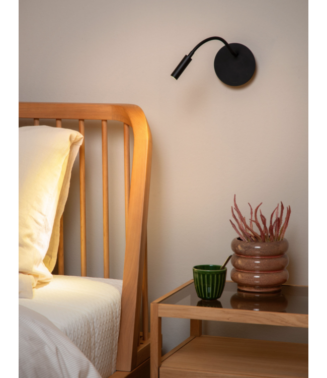 Accu bed wandlamp zwart oplaadbaar aan uit met arm