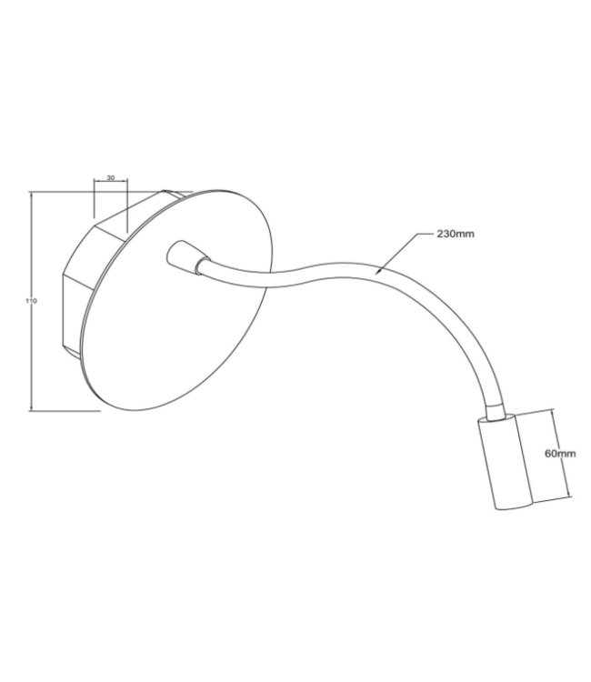 Accu bed wandlamp goud oplaadbaar aan uit met arm