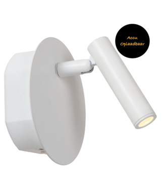 Accu wandlamp wit oplaadbaar  aan uit