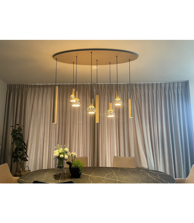 Riva Ovale hanglamp zwart met spots en luxe sierlampen