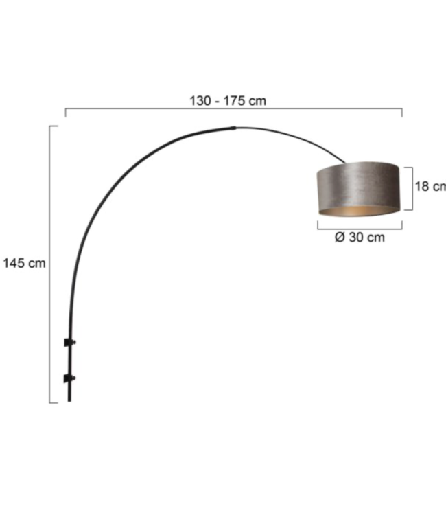 Uitschuifbare draaibare wandlamp zwart incl kap