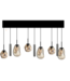 Masterlight Hanglamp 6 Italiaanse glazen gedeukt amber met spots 160cm