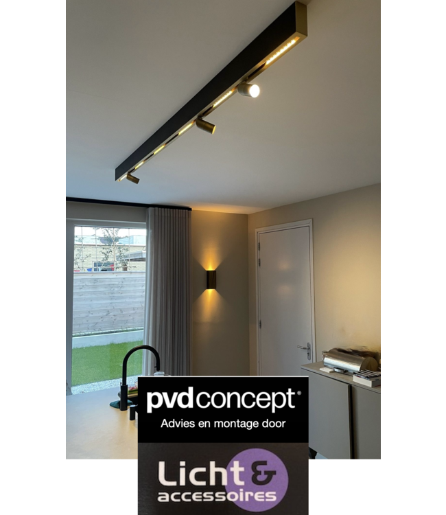 Design whiteline slot track opbouw 130cm zwart dimbare leds