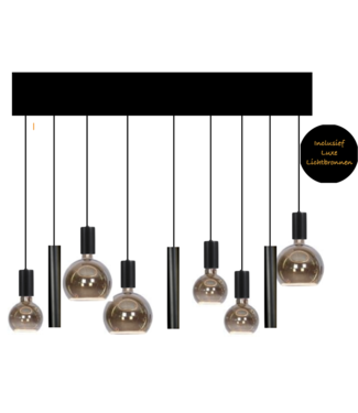 Masterlight Hanglamp  6 Segula e27  met 3 spots recht 160cm -25cm