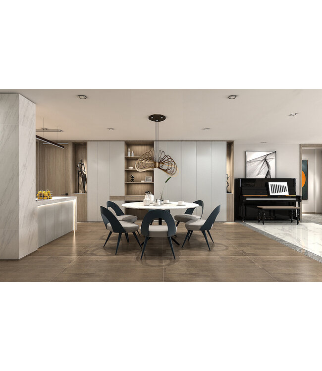 Martani Stalen hanglamp Platinum organische vorm met plafondspots85cm