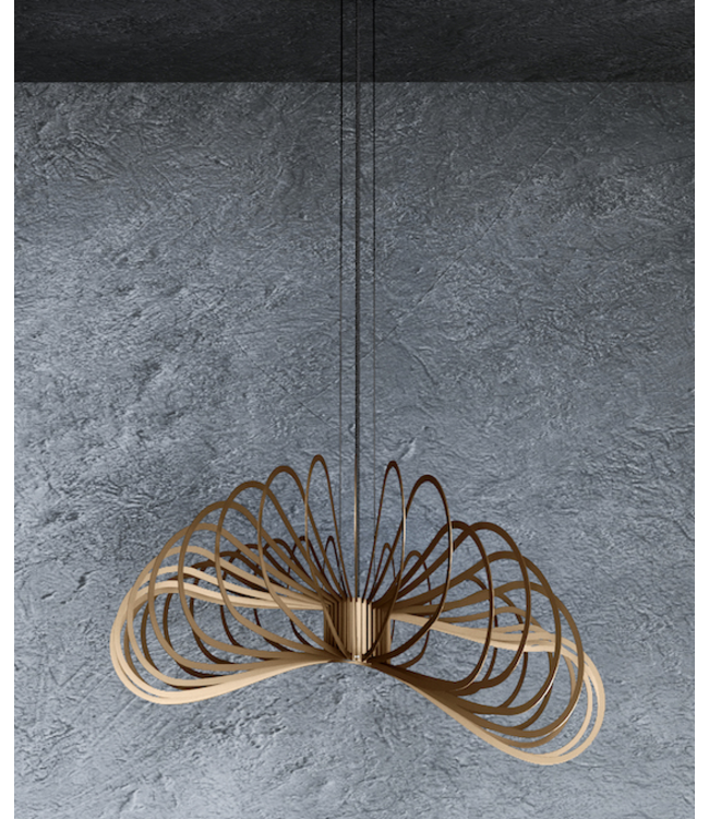 Martani Stalen hanglamp Platinum met mooie rondingen 45cm