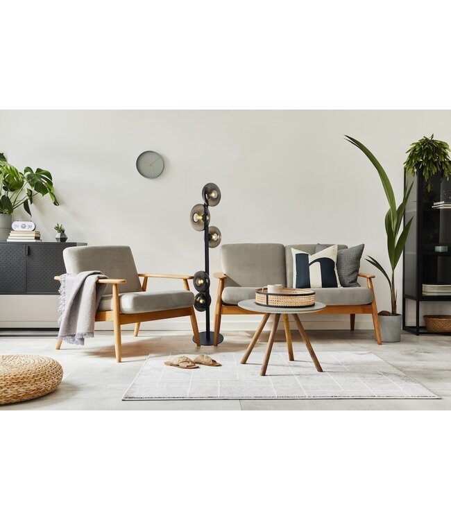 vloerlamp asymmetrisch 5lichts zwart met rookglas