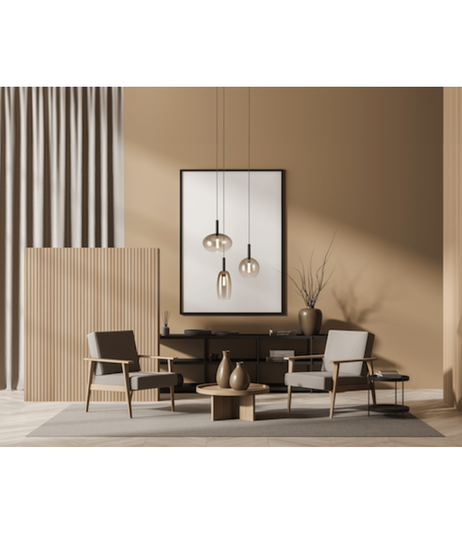 Hanglamp Lido rond 35cm fading amber glas