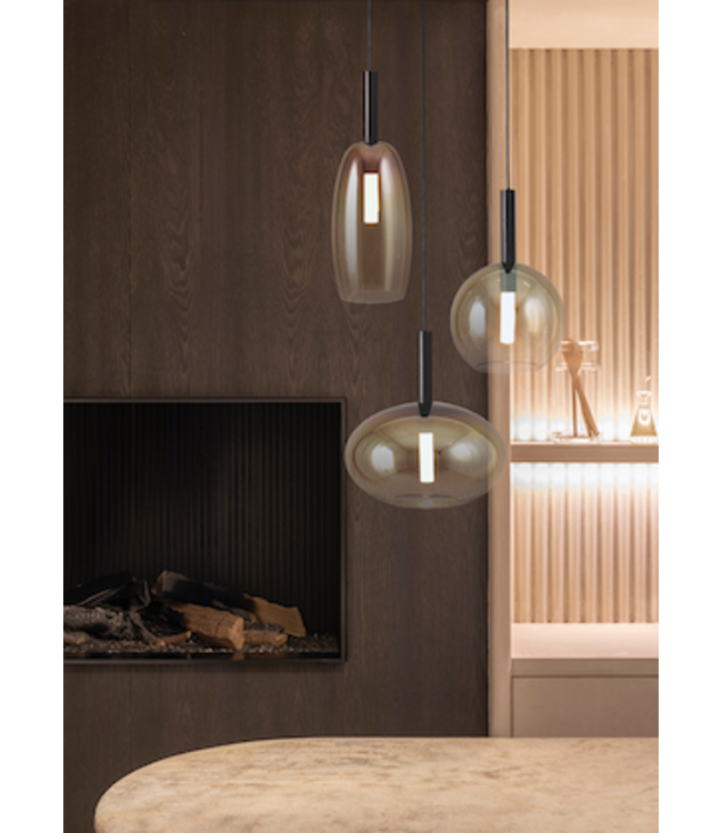 Hanglamp Lido rond 35cm fading amber glas