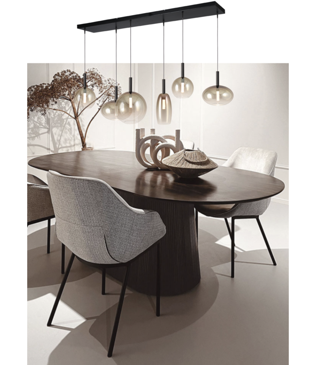 Hanglamp Lido 130cm-25cm amber fading glas