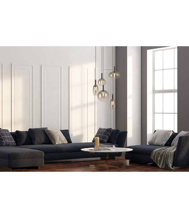 Vide Hanglamp Lido rond 50cm 5 fading amber glazen