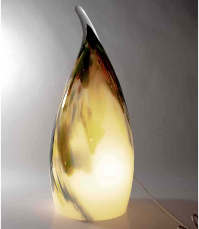 Lamp italiaansglas H45cm Monet-groen blauw tinten.