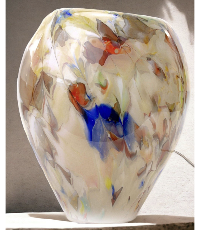 Italiaanse glazen lamp multi color met deuk