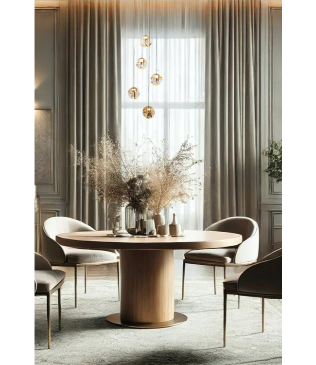 Ronde Melina hanglamp 5 lichts zwart/gold