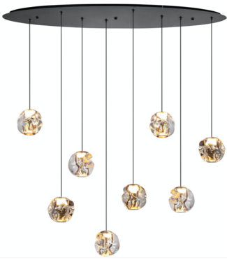 Highlight Ovale Melina hanglamp 8 lichts zwart/gold