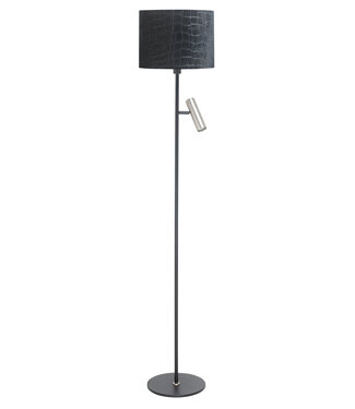 Highlight Trend vloerlamp RVS met zwarte kap met crocoprint