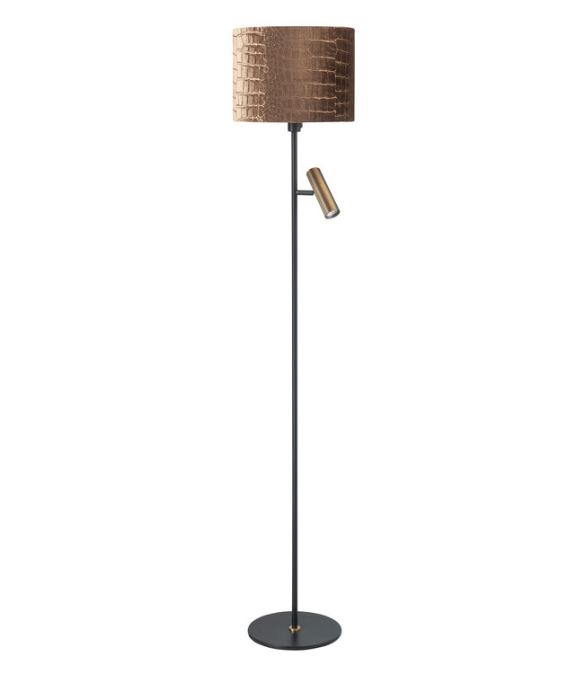 Trend vloerlamp brass met gouden kap met crocoprint