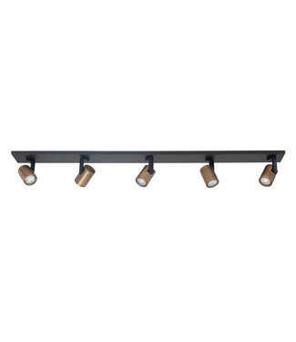 Highlight Halo spot balk 5 lichts zwart met brass