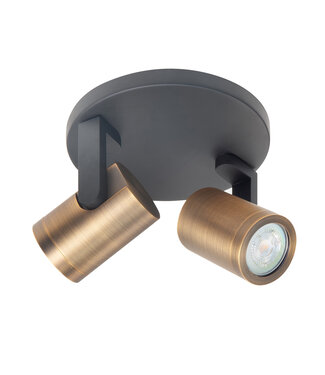 Highlight Halo spot 2 lichts rond zwart/brass