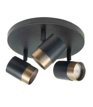 Highlight 3 lichts spot Savona zwart/brons rond