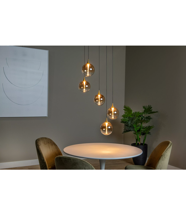 Hanglamp GISELA Amber 5 lichts