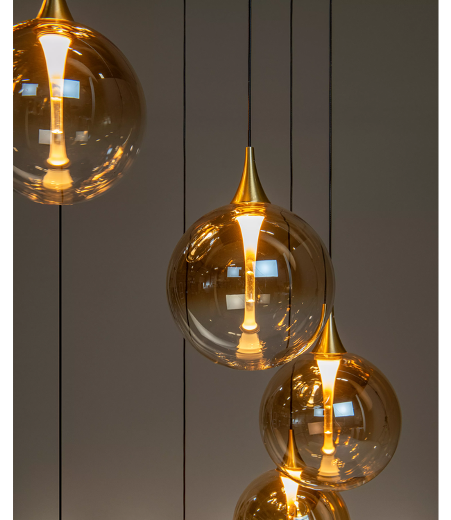 Hanglamp GISELA Amber 5 lichts