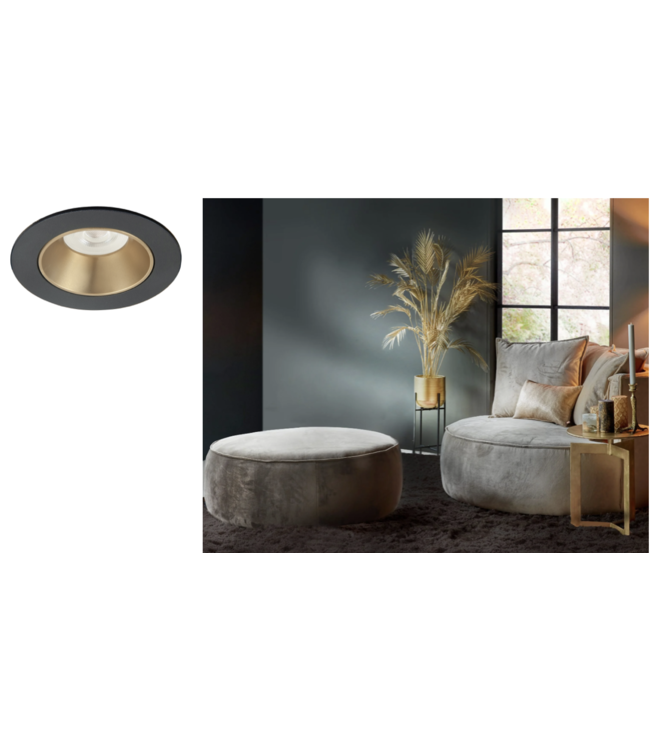 Inbouwspot zwart/goud klein