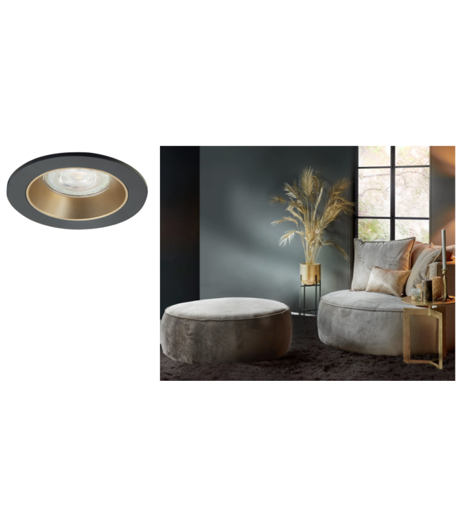 Inbouwspot zwart/goud groot