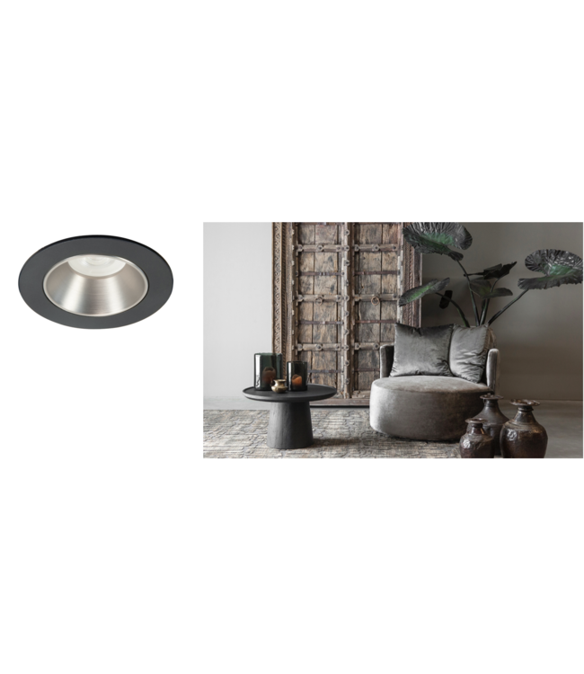 Inbouwspot zwart/RVS klein