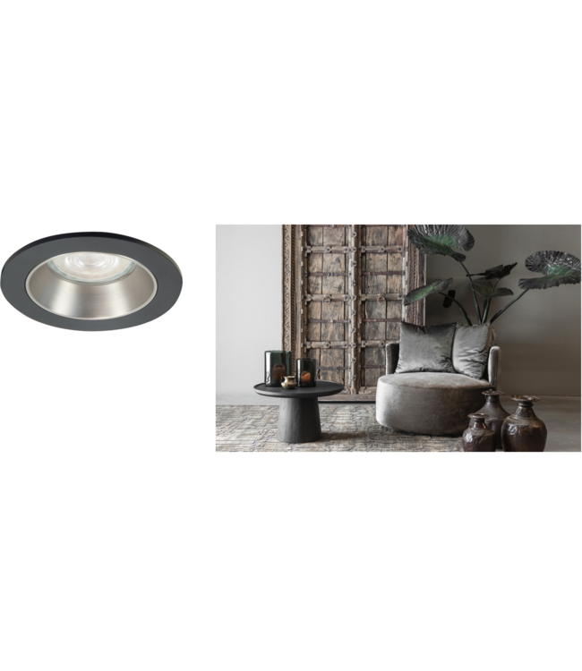 Inbouwspot zwart/RVS groot